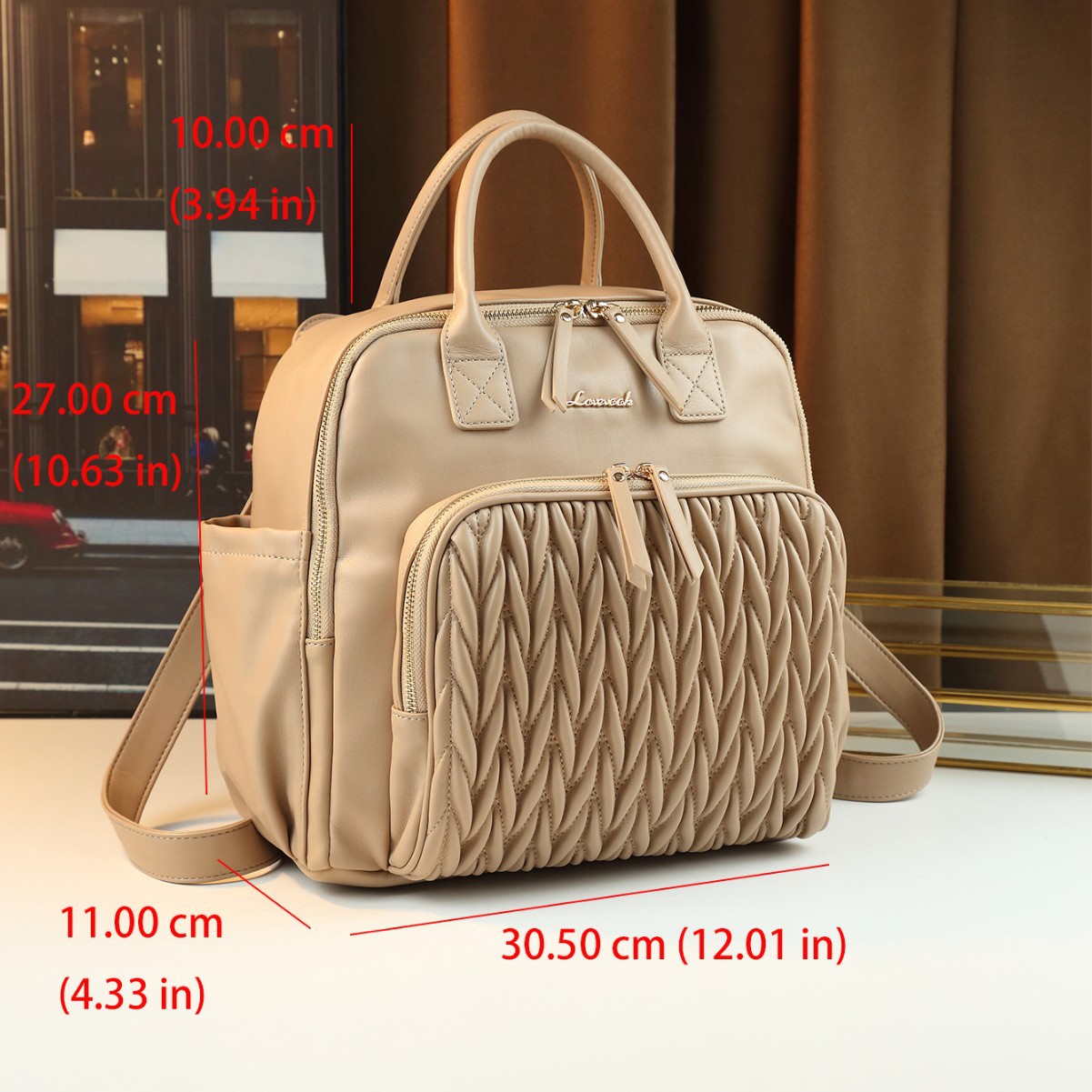 Retro-Rucksack im einfarbigen, gewebten Design – vielseitige, lässige Reise- und Wickeltasche für Damen_voghion.com