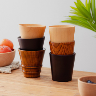 Creative Office Simple Wooden Cup Heat Insulated Tea Cup Milk Cup Anti-scalding Oblique Tube Wooden Cup Engraving LOGO