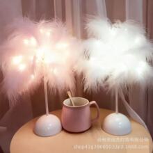 led羽毛灯厂家创意夜灯床头灯网红少女台灯led灯串电池灯便携桌面
