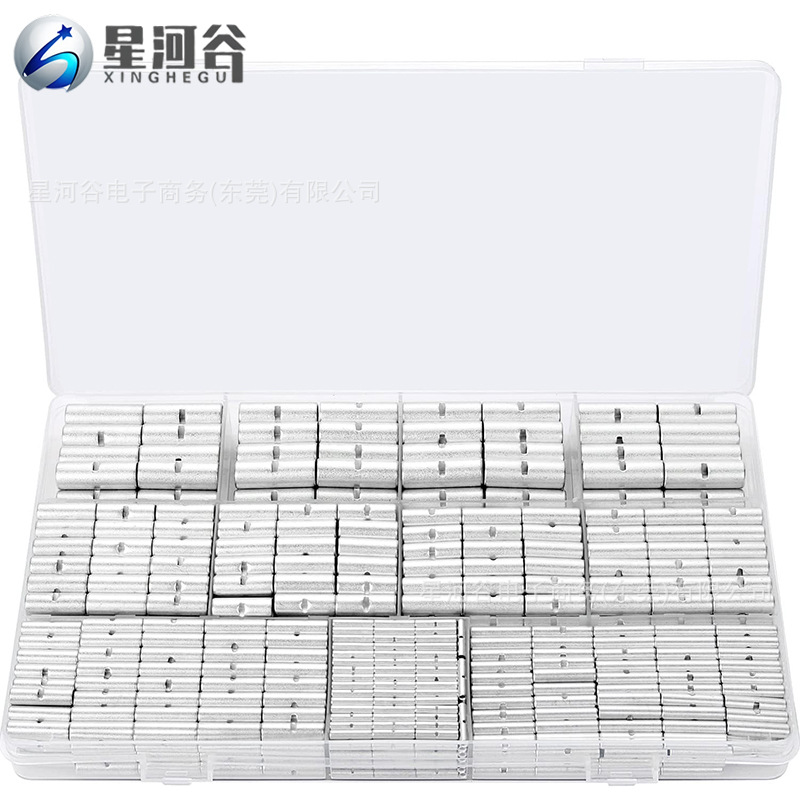 跨境批发460PCS盒装 BN紫铜/非绝缘电线铜镀锡焊接中接管接线端子