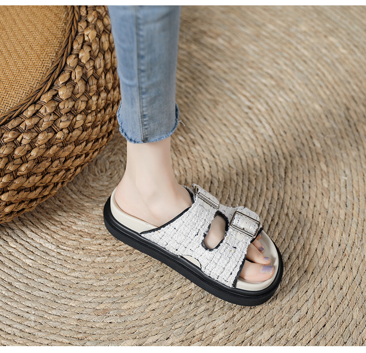 Ruo Dan Xiaoxiangfeng Retro Sandals and Slippers Women's Summer Outerwear Thick-soled Fashion Slippers Niche Lazy Beach Shoes_voghion.com