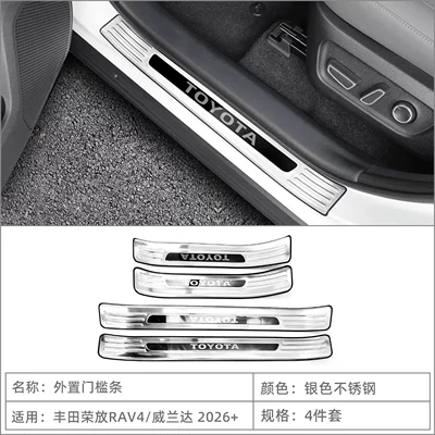 Modification Accessories, Dekorativ pedal başlıqları - 2026-toyota-rav4-rongfangweilanda-external-door-sill-strips4-silver