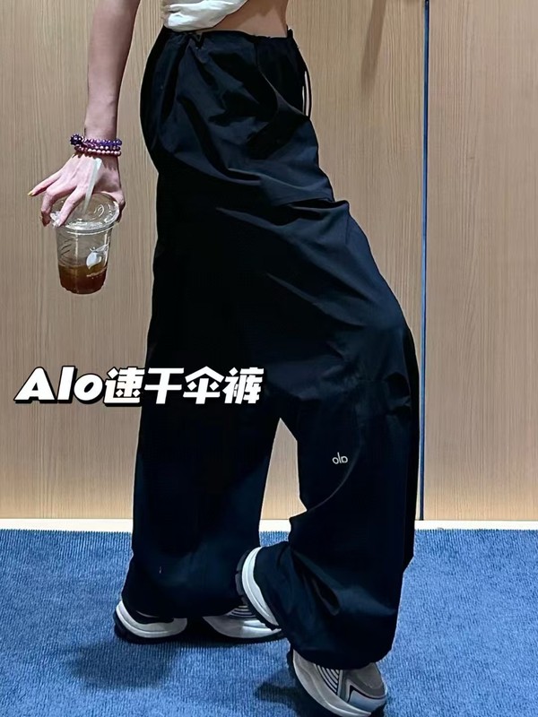 alo パラシュート速乾性多用途ワイドレッグパンツストレートレッグルーズスリミングドローストリングカジュアルスポーツパンツファッショナブルでカジュアル|undefined