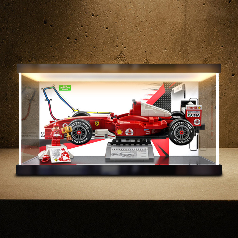 Suitable for Lego 11375 Ferrari F2004 Racing Car and Schumacher Building Block Model Dust Cover Light Box Storage Box