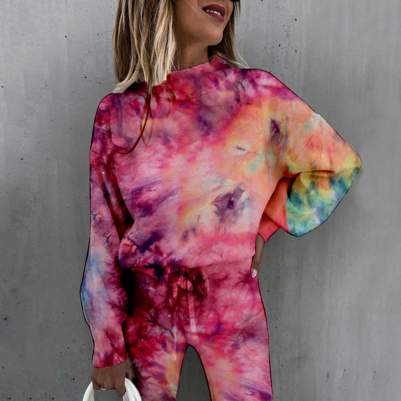 tie-dye printing high-neck long-sleeved clothes set NSZH37435