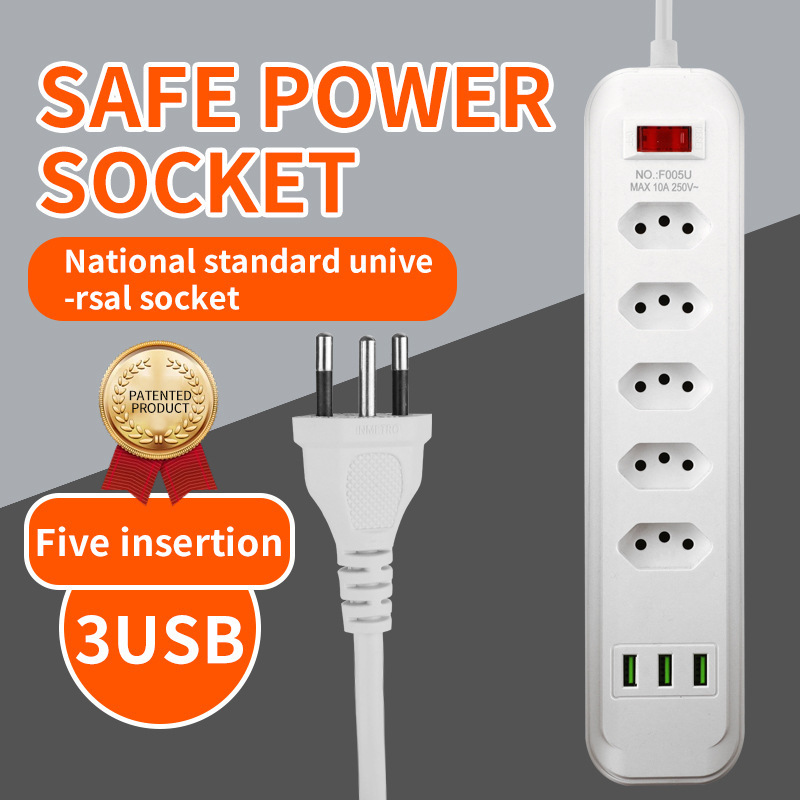 Exportaciones de comercio exterior inteligentes para Brasil enchufe de enchufe 3 / 4 / 5 / 6 con enchufe de alimentación 3USB