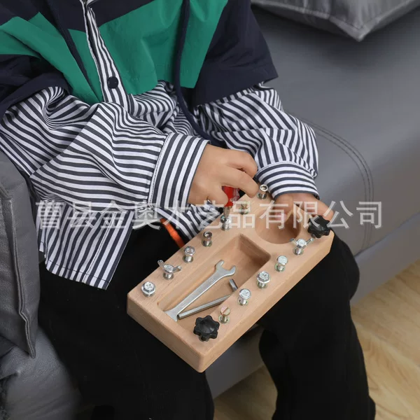 Amazon Cross-Border Montessori Teaching Aids Children's Early Education Educational Training Screw Toy Set Wooden Nut Combination