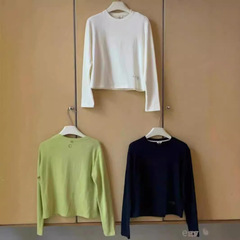 卵、鶏卵、韓国、東大門、刺繍、多用途、質感、柔らかい、伸縮性、快適、長袖、インナー、スウェット、韓国版