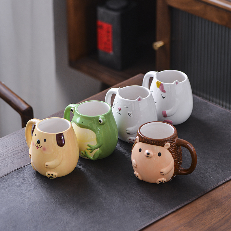 Taza de cerámica de la rana taza de cerámica de la rana Taza tridimensional Animal pintado a mano taza de cerámica taza de café