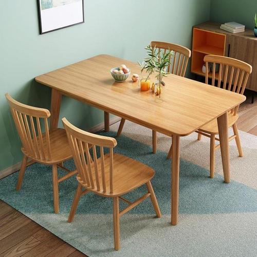 Solid wood slate dining table rectangular modern simple restaurant table Nordic log small apartment combination home table