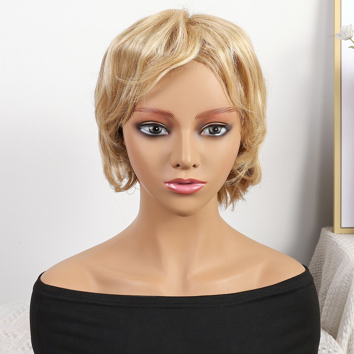 Cabeza de bob de fibra química al por mayor peluca de pelo de estudiante mecanismo de peluca cubierta de cabeza