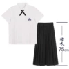 Shirt, long skirt, black bow tie