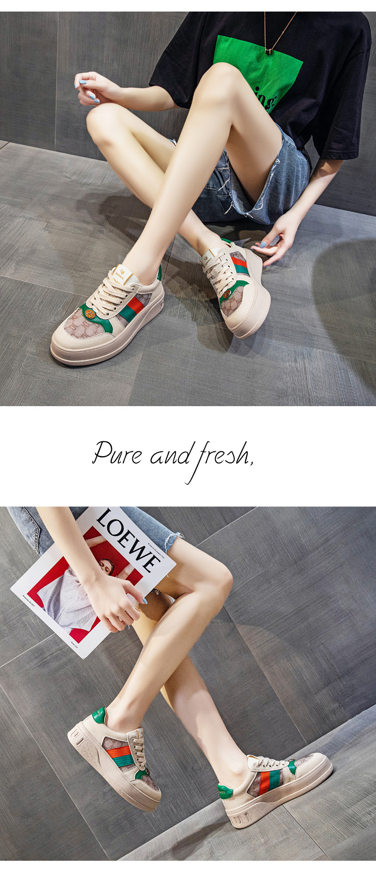 2023 Spring And Autumn New Leather Thick-soled Sneakers Women&#39;s Net red sponge cake dirty shoes European goods mesh women&#39;s shoes tide_voghion.com