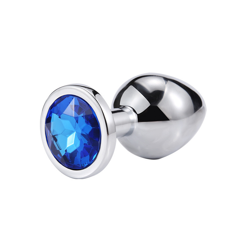 Metal Anal Plug Set with Diamond Detail, 3 Sizes with Velvet Pouch — detail image 10
