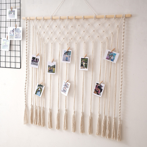 Nordic style hand-woven tapestry photo hanging wall tassel hanging cross-border living room bedroom decoration
