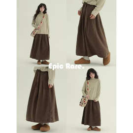 A字毛呢半裙复古文艺休闲百搭减龄显瘦半身裙