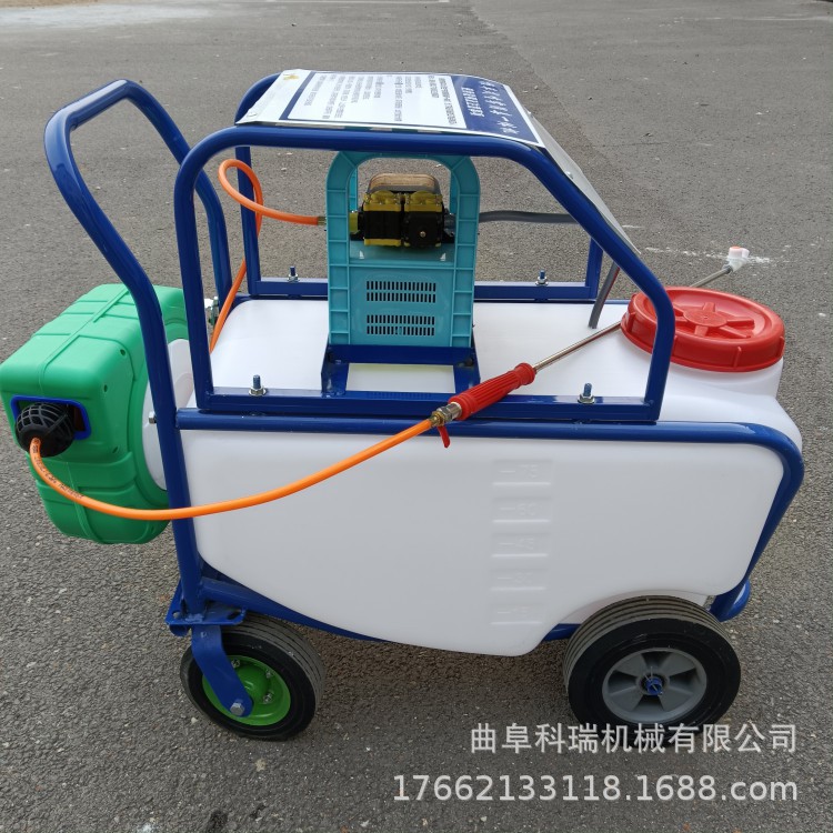 蔬菜大棚养殖场充电喷雾器75L手推式电动打药机自动收管省时省力