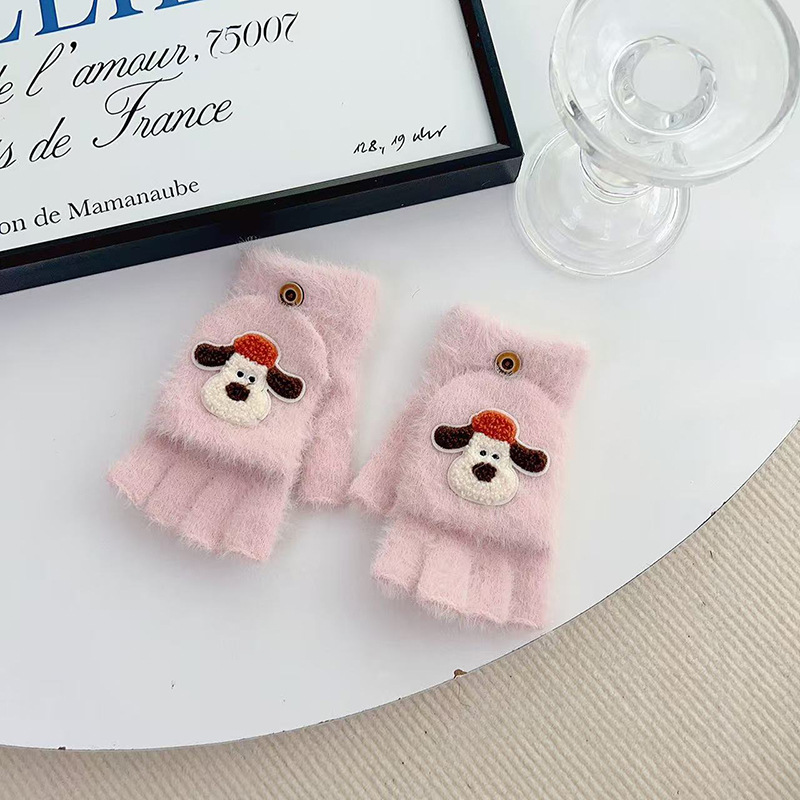 Guantes infantiles de invierno para niñas guantes de dedo para niñas guantes de medio dedo para estudiantes de escritura de escritura guantes de flip