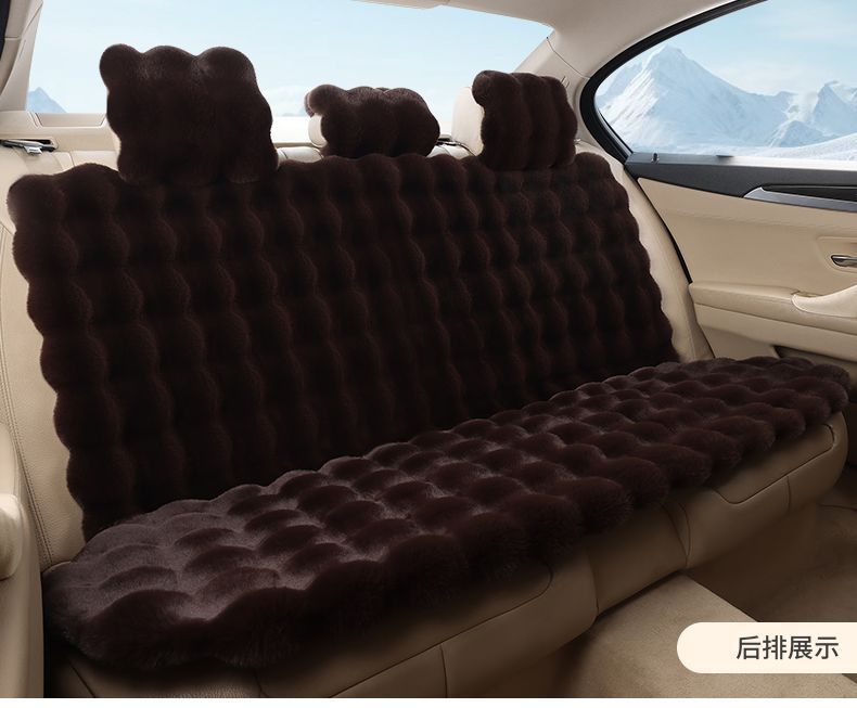 Bubble Velvet Car Seat Cushion, Universal for Five Seats, Backrest, Autumn and Winter, Non-Slip, Warm, Faux Rabbit Fur Car Seat Cushion, One-Piece