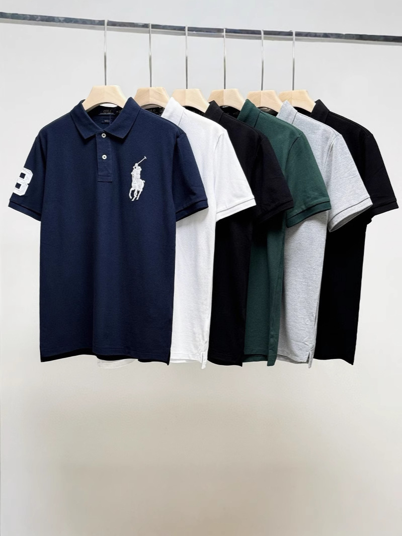POLOWALK hombre logotipo marino bordado polo con solapa de verano nuevo RL suelto casual camiseta de manga corta