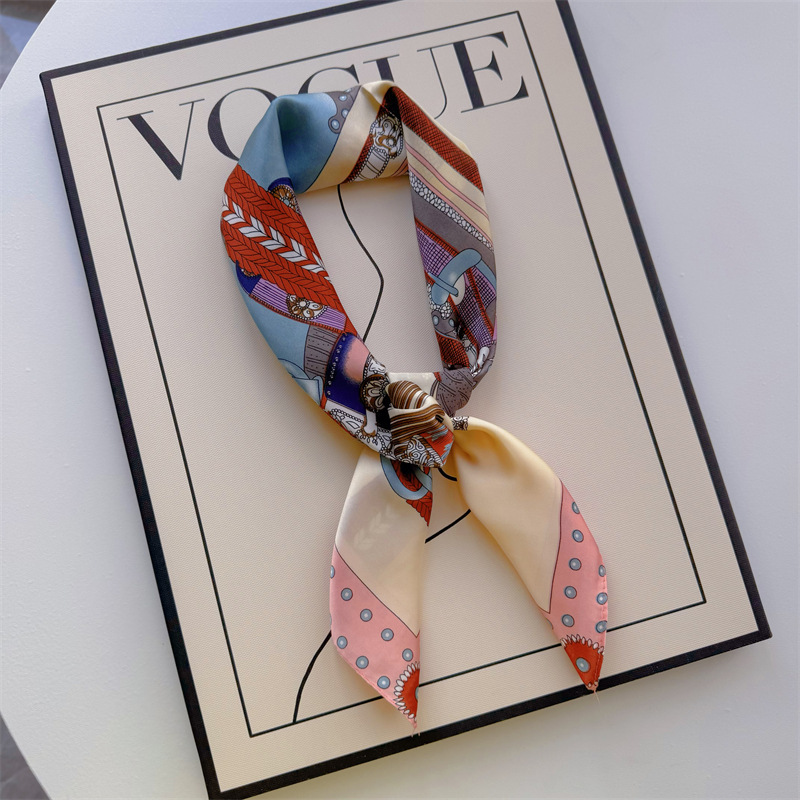 Bufandas de seda para mujeres primavera y otoño bufandas de moda para mujeres bufandas de cuello para maestros y empleados regalos de impresión de lujo ligero