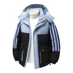 2025条纹加厚保暖面包服情侣潮流百搭女外套连帽潮牌防寒服棉衣男