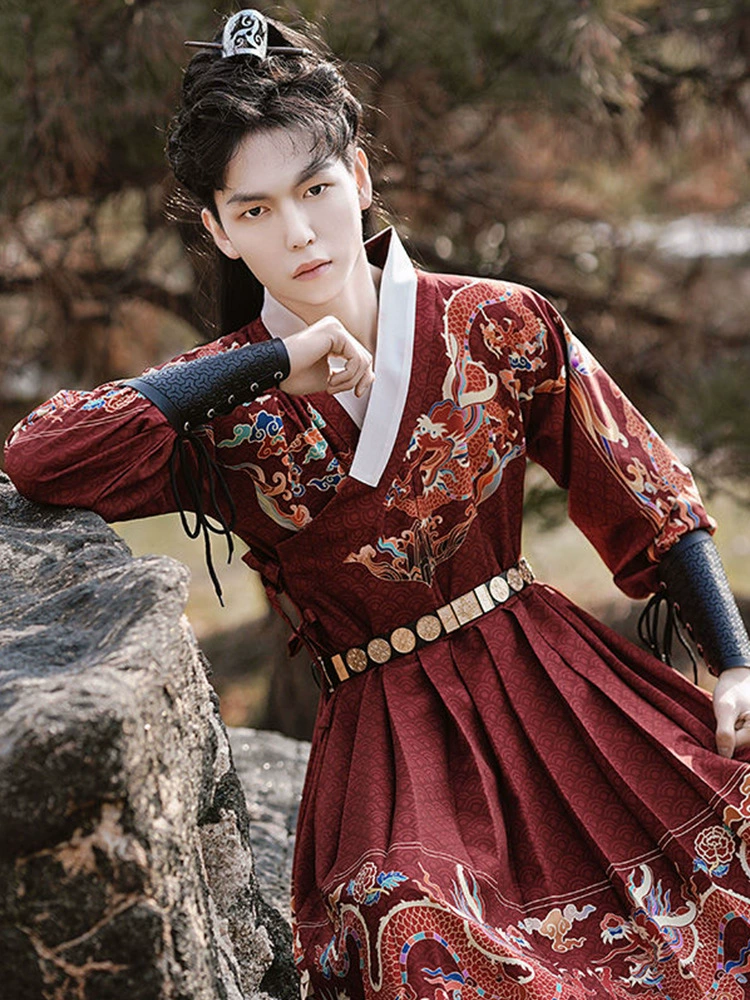 Новый мужской костюм Hanfu в стиле Мин с вышивкой, весенний нож, костюм летающей рыбы, одежда императорской гвардии, халат дракона, яса, унисекс в китайском стиле.