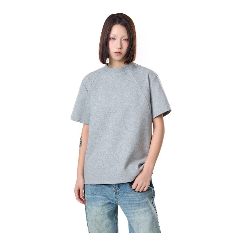 EME 280g Australian spandex space cotton air layer short sleeve T-shirt anti-wrinkle hard short box version jacket