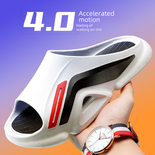 Trendy Sporty Men's Slippers for Outdoor Wear, Summer Wearable, Durable Thick Soles, Odor-Proof Cooling Slippers for Men, Shoe Covers for Outings, Beach Use