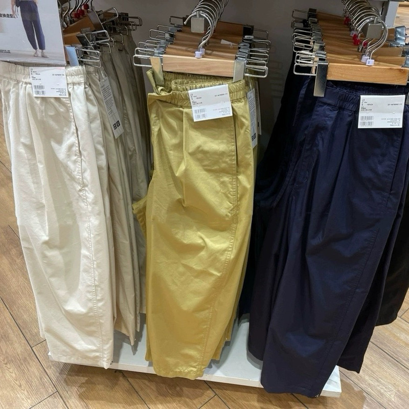 Japanese Single Women's 2024 Spring and Summer New Arrival Tooling Cropped Pants Loose Wrinkle Short Straight Casual Pants 467043