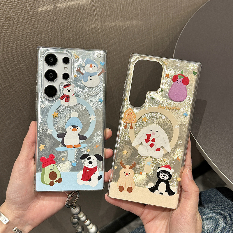Cute Cartoon Penguin S25Plus Magnetic Phone Case Suitable for Samsung S24Ultra Soft Protective Case S23/S22