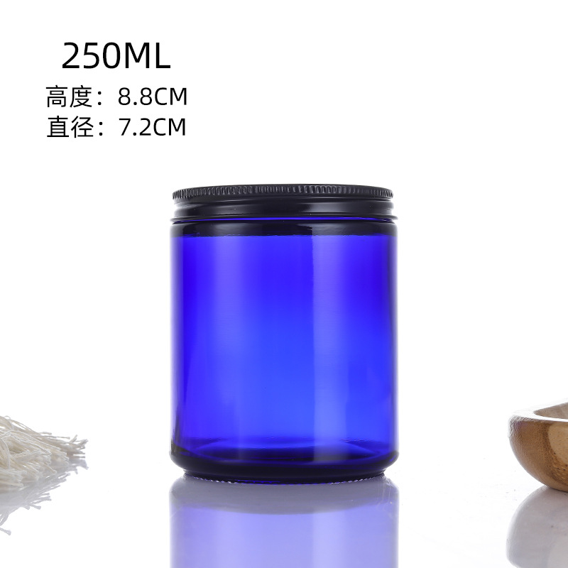 250ml taza de vela de vidrio marrón aromaterapia diy taza vacía con tapa botella de vela de vidrio transparente candelero fragancia taza vacía