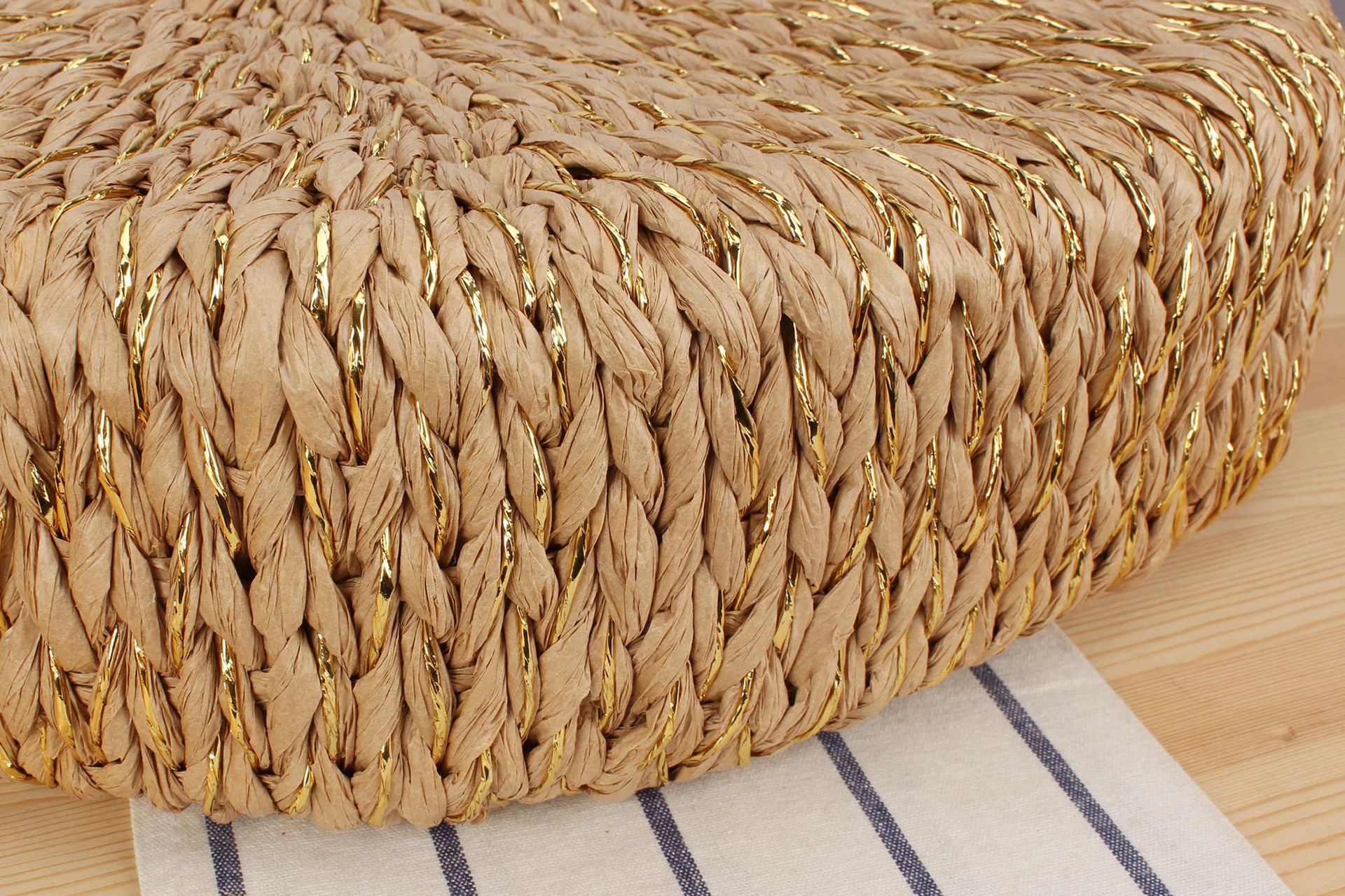 Women's Large Paper String Solid Color Vacation Beach Weave Open Straw Bag display picture 10