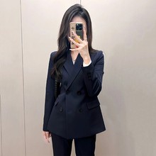 西装套装高级感外套休闲西装春秋职业装女三件套双排扣女时尚套装
