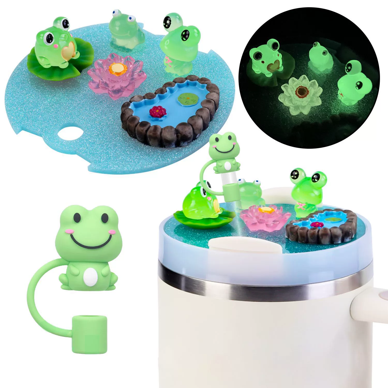 Акриловая крышка для стакана с фиксированной именной табличкой, микроландшафт, светящаяся крышка для трубки, пылезащитная, для стакана Stanley 40 унций