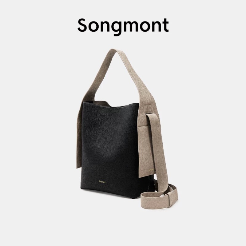 高颜值时尚挂耳托特包系列Songmont山下有松麂皮挂耳水桶包单肩|undefined
