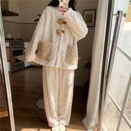 2025新款珊瑚绒睡衣女秋冬季加厚加绒保暖法兰绒奶呼呼冬天家居服