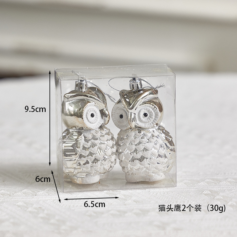 Paquete de 2 búhos plateados