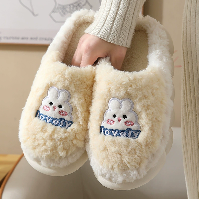 2024 новые хлопчатобумажные тапочки женский зимний интерьер домашний мультфильм милый толстый подошв теплая пара шерстяные тапочки мужчины