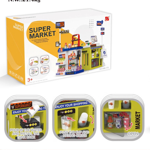 Transfronterizos niños simulación de agua supermercado mesa de venta bolsa de compras conjunto de escaneo tarjeta deslizante caja registradora juguetes de supermercado