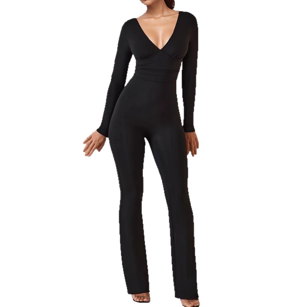 2025 primavera y verano estilo europeo y americano transfronterizo ropa femenina delgada elevación de cadera sexy cuello en V con espalda abierta mangas largas pie-corted jacket mujer image 6