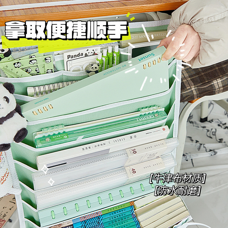 Lindo Panda bolsa de libros de almacenamiento de escritorio estudiante aula Escritorio de almacenamiento artefacto nuevo estudiante de secundaria escritorio bolsa colgante