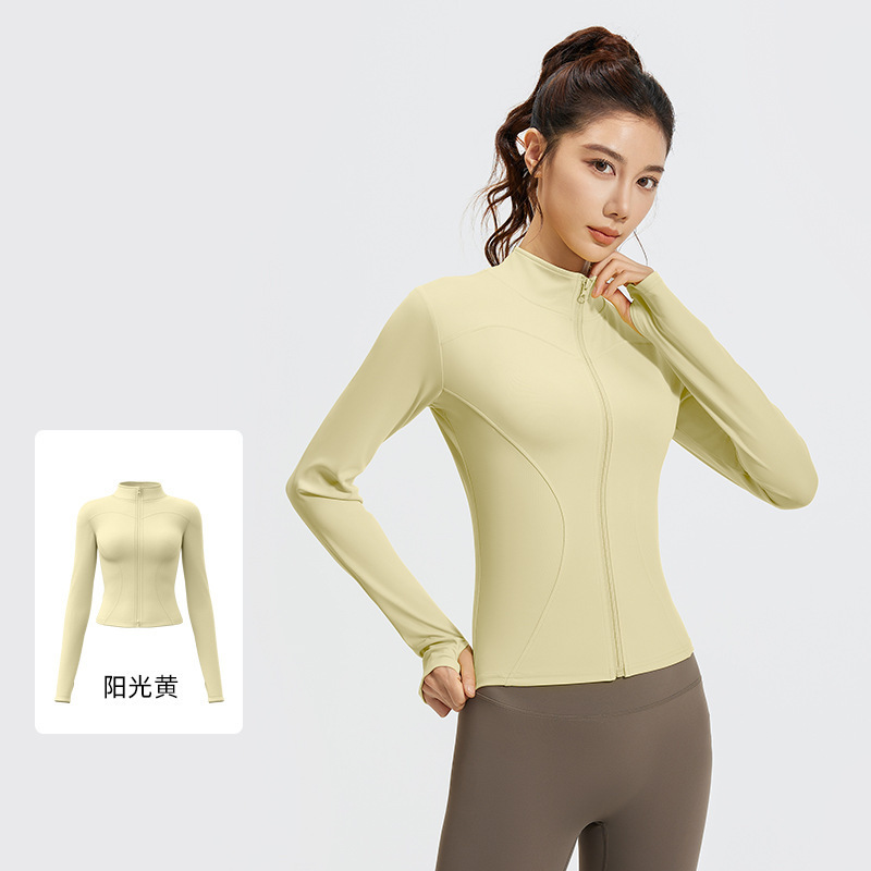 Juyitang ヌードアウトドアスポーツジャケット女性のタイトフィット通気性スタンドアップヨガフィットネスジャケット|undefined