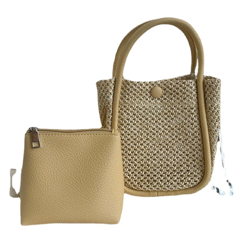 Bolsa de paja francesa 2022 verano nuevo ins artístico fresco bolso de mano casual todo partido hombro bolsa de mensajero