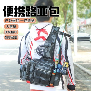 跨境多功能路亚包腰包鱼竿包大容量户外便携垂钓背包迷彩斜挎包