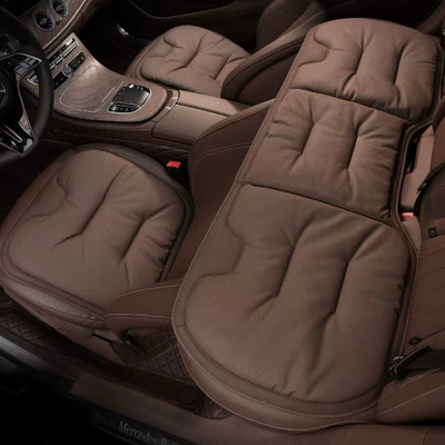 High-End Feel, Thickened Non-Slip Five-Seater: Seat cushion, seat cover - perforated-leather-coffee-color-3-piece-seat-cushion-set