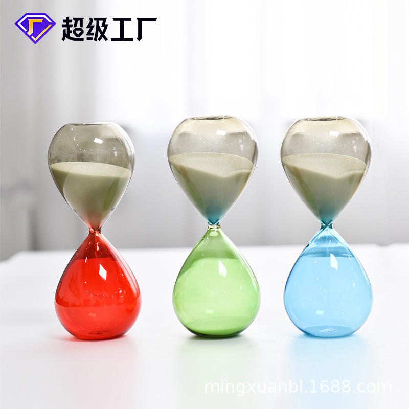 Nordic hogar vidrieras reloj de arena temporizador 30 minutos de dos colores regalo creativo decoración de escritorio regalo