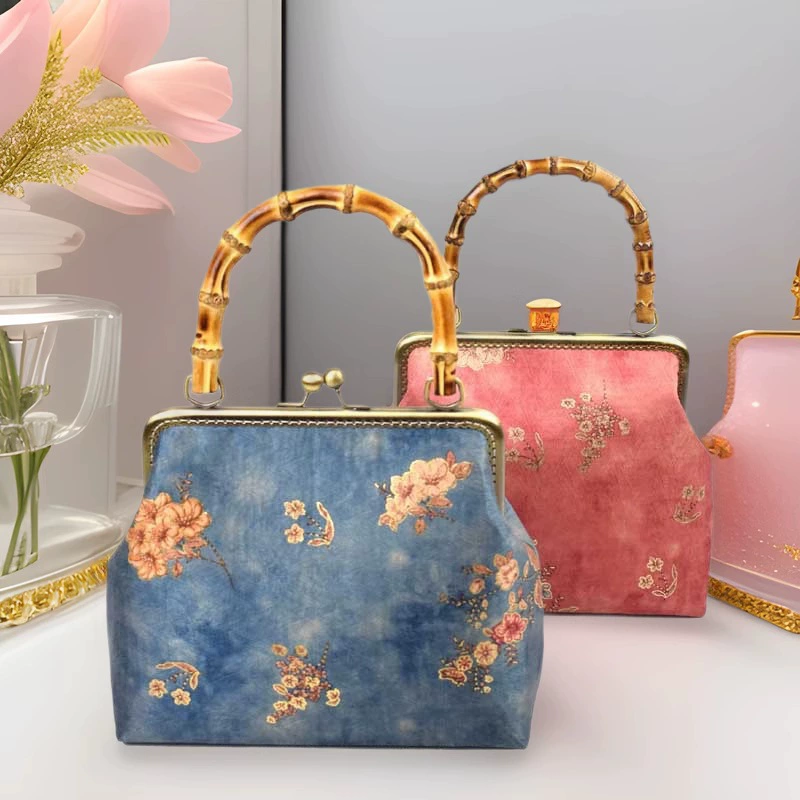 Тканевая сумка ручной работы в китайском стиле с бамбуковой ручкой и застежкой, набор для творчества из шелка «Сяньюнь» для чонсама, вечеринки, подарок для мамы