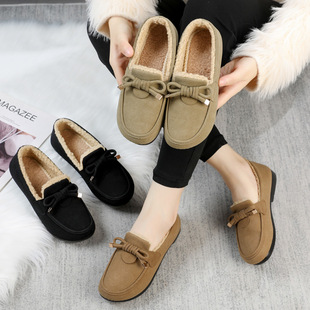 Women's Cotton Shoes 2025 Autumn and Winter Loafers with Plush Lining, Warm Casual Shoes, Flat Slip-On Shoes, Trendy Women's Footwear