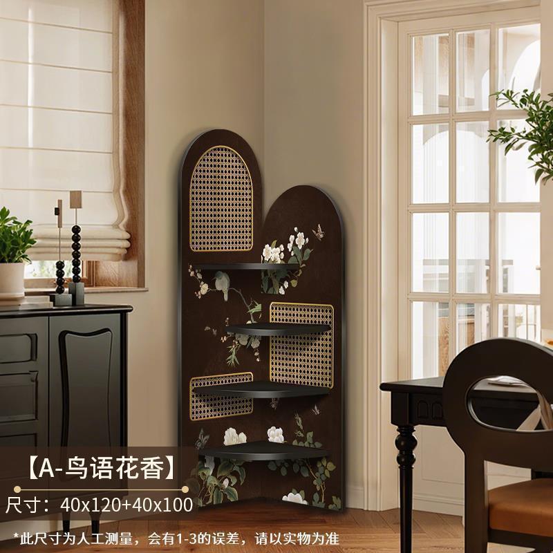 中古风转角置物架客厅角落展示架卧室拐角家用多功能收纳架其它|undefined